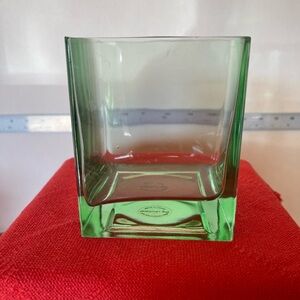Teleflora Green Clear Glass Vase Planter 4” X 5” Made In Poland